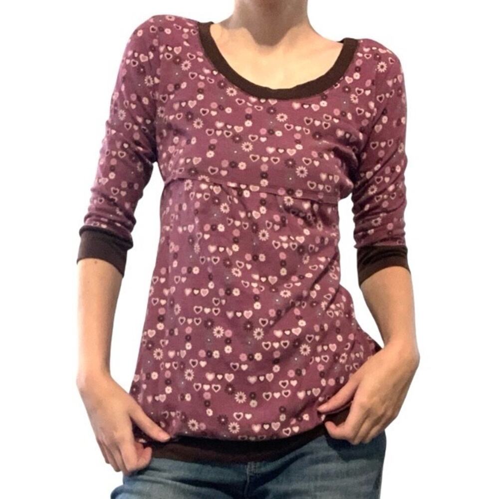 Spoiled Purple Heart Floral Babydoll Fitted Tee Small